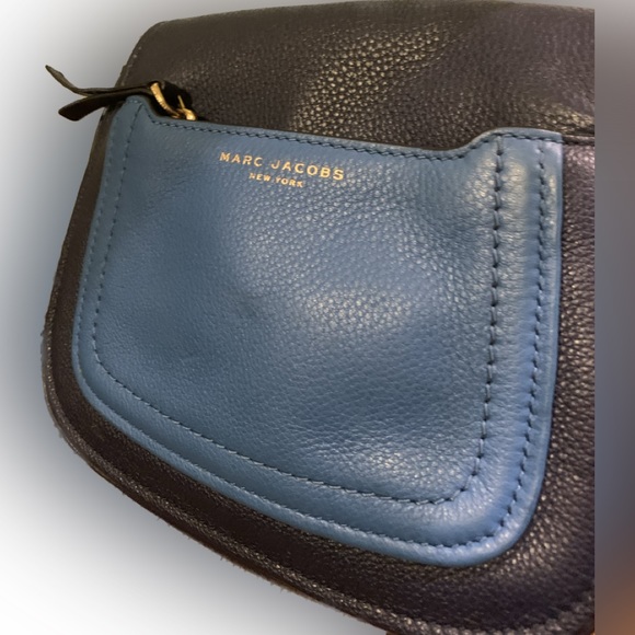 Marc Jacobs NY Blue Pebbled Leather Luxury Fall Crossbody Shoulder Purse Handbag - Picture 4 of 7